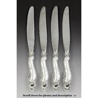 Hochwertiges 4Er Set Sterling Silber Dekor Muster Gorham Knives 23 cm von EssexRiverAntiques