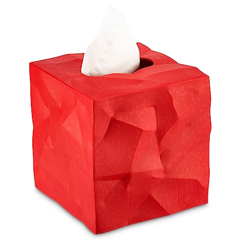 Essey Kosmetiktücher-Box Wipy Cube I, quadratischer Taschentuchspender, Design Taschentuchbox, rot, 13x13x13 cm von Essey