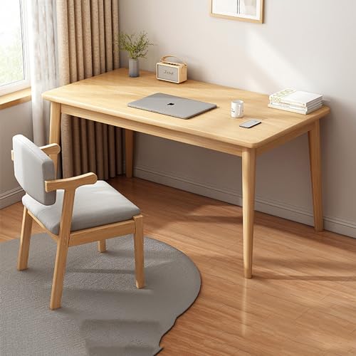 Esspoxi-Bür Schreibtisch und Stuhl-Set mit hochwertiger Platte, großer Tisch, stabile Konstruktion, L-förmiger Computertisch aus Holz, ideal für Zuhause, Gaming, Schlafzimme (Color : Natural, Size : von Esspoxi