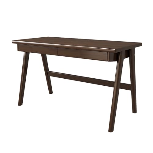 Esspoxi Großer Massiver Holzschreibtisch Mit Stuhl, L -förmiger Gaming -PC -Tisch, Doppelte Schubladen, Mehrere Farboptionen, Ideal Für Büro Und Schlafzimmer(Walnut,NO Chair_55.1IN) von Esspoxi