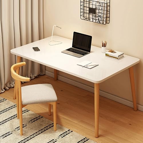 Esspoxi Home-Office-Schreibtisch-Set für Schlafzimmer mit Stuhl，Gaming Tisch, großer computertisch, L-förmiger Holz schreibtische für Schlafzimmer, einfache Montage (Color : White, Size : Straight_3 von Esspoxi
