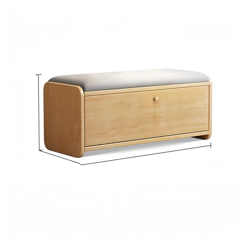 Esspoxi Ottomane Aus Massivholz Mit Stauraum, Schuhregalschrank Mit Kippfunktion, Bank Für Eingangsbereich Mit Weichem Kissen, Regal-Organizer In 4 Farben Erhältlich, Abgerundete Ecke(Wood,31.5in) von Esspoxi