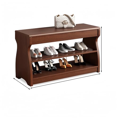 Esspoxi Schuhregal Mit Klappdeckel, Regal-Organizer Aus Holz Für Eingangsbereich, Ottomane Mit Stauraum, Eingangsbank Für Vordertür, In Drei Farben Erhältlich, Geringe Stellfläche(Walnut,STYLE B_23.6I von Esspoxi