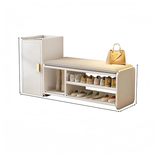 Esspoxi Schuhregalschrank Aus Holz, Eingangsbank Für Vordertür, Regal-Organizer Für Eingangsbereich, Ottomane Mit Stauraum, Hochelastisches Schwammkissen, 4 Farben Erhältlich(White,Comb._23.6IN) von Esspoxi