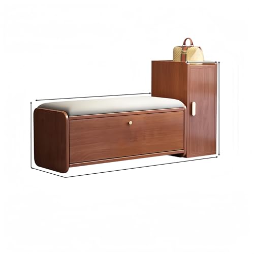 Esspoxi Schuhregalschrank Aus Holz, Eingangsbank Mit Kippschaufel, Ottomane M Stauraum, Eingangsbereich-Organizer, Verstellbare Regale, 4 Farben Erhältlich, Weich Gepolsterter Sitz(Walnut,34.6in) von Esspoxi