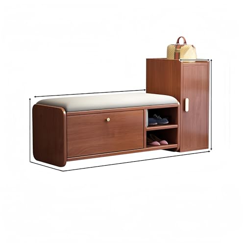 Esspoxi Schuhregalschrank Aus Holz, Eingangsbank Mit Kippschaufel, Ottomane M Stauraum, Eingangsbereich-Organizer, Verstellbare Regale, 4 Farben Erhältlich, Weich Gepolsterter Sitz(Walnut,50.4in) von Esspoxi