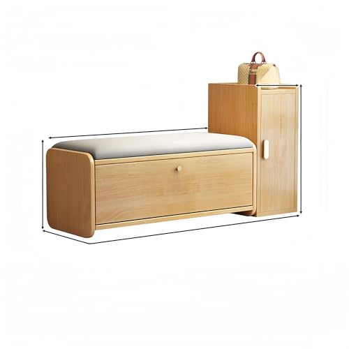 Esspoxi Schuhregalschrank Aus Holz, Eingangsbank Mit Kippschaufel, Ottomane M Stauraum, Eingangsbereich-Organizer, Verstellbare Regale, 4 Farben Erhältlich, Weich Gepolsterter Sitz(Wood,34.6in) von Esspoxi