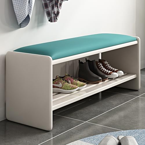 Esspoxi Schuhregalschrank Für Den Eingangsbereich, Ottomane Mit Stauraum Für Die Eingangstür, Bequeme Bank Mit Weichen Kissen, In 4 Farben Erhältlich, Schuhregal In 2 Größen(White,CUSH-BU_23.6IN) von Esspoxi