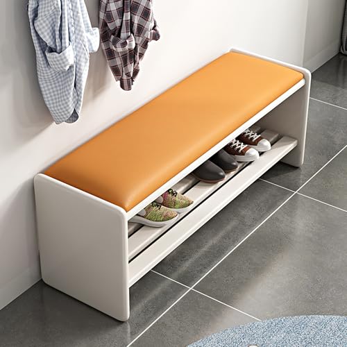 Esspoxi Schuhregalschrank Für Den Eingangsbereich, Ottomane Mit Stauraum Für Die Eingangstür, Bequeme Bank Mit Weichen Kissen, In 4 Farben Erhältlich, Schuhregal In 2 Größen(White,CUSH-ORN_23.6IN) von Esspoxi