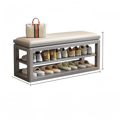 Esspoxi Schuhregalschrank Holz, Mehrfarbige Eingangsbank, Ottomane Mit Stauraum, Schuhregal-Organizer Mit Hochelastischem Schaumstoffkissen, Stabiler Basis Und Geringer Stellfläche(Gray,23.6in) von Esspoxi