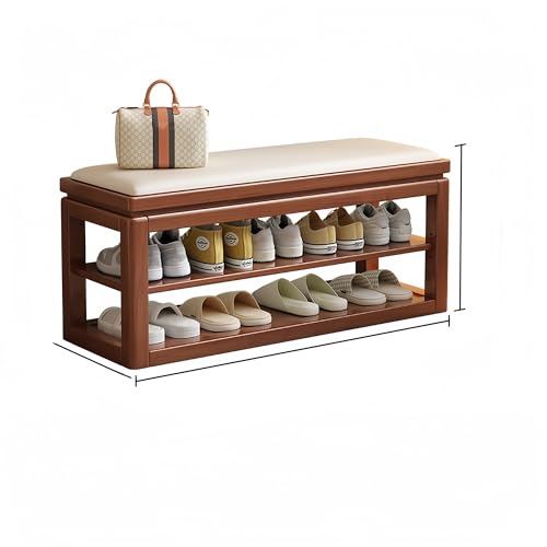 Esspoxi Schuhregalschrank Holz, Mehrfarbige Eingangsbank, Ottomane Mit Stauraum, Schuhregal-Organizer Mit Hochelastischem Schaumstoffkissen, Stabiler Basis Und Geringer Stellfläche(Walnut,31.5in) von Esspoxi