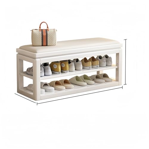 Esspoxi Schuhregalschrank Holz, Mehrfarbige Eingangsbank, Ottomane Mit Stauraum, Schuhregal-Organizer Mit Hochelastischem Schaumstoffkissen, Stabiler Basis Und Geringer Stellfläche(Weiß,23.6in) von Esspoxi