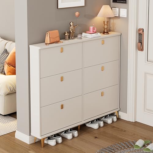 Esspoxi Schuhschrank Mit 6 Schubladen, Großer Stauraum-Organizer Für Eingangsbereich Mit Einstellbarer Tiefe, Schmaler Weißer Mueble para Zapatos Mit Offenem Boden(Single,47.2in) von Esspoxi