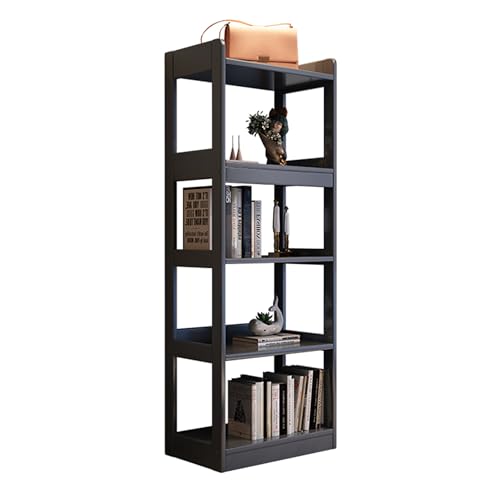 Esspoxi Schwarze Regale Mit Seitlicher Blende, Eckregal, Großes Bücherregal Mit Abgerundeten Kanten, Vitrine In 3 Größen Und 5 Farben Erhältlich, Bücherregal Für Kleine Räume(Schwarz,63.0in) von Esspoxi