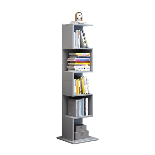 Esspoxi Stilvolle Schwarze Regale Mit Schallwand, Bücherregal Mit Mehreren Farboptionen, Freie Kombination, Bodenstehender Sockel Aus Massivholz, Perfekt Für Eckvitrinen(Gray,59.8in) von Esspoxi