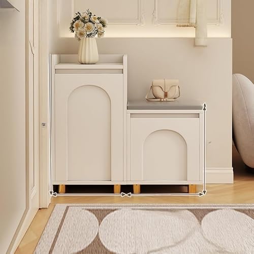 Esspoxi Vielseitiger Schuhschrank, Mehrschichtiger Organizer Mit Abgerundeten Ecken Und Hohen Metallbeinen, Ottomane Mit Stauraum, Bank, Ideal Als Regal Für Eingangsbereich Haustür(Comb.,15.7in) von Esspoxi