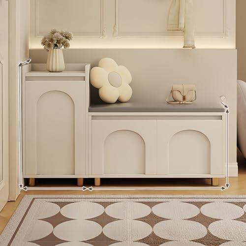 Esspoxi Vielseitiger Schuhschrank, Mehrschichtiger Organizer Mit Abgerundeten Ecken Und Hohen Metallbeinen, Ottomane Mit Stauraum, Bank, Ideal Als Regal Für Eingangsbereich Haustür(Comb.,23.6in) von Esspoxi