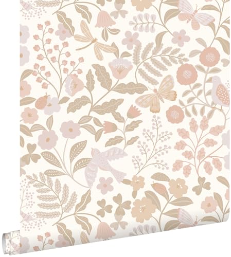ESTAhome Tapete Blumen und Vögel Weiß, Beige und Hellrosa 0.53 x 10.05 m ESTAhome Tapete Blumen und Vögel Weiß, Beige und Hellrosa 0.53 x 10.05 m von Esta Home