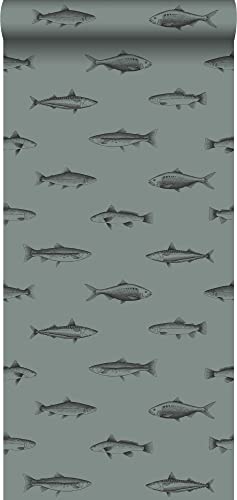 ESTAhome Tapete Federzeichnung Fisch Graugrün und Schwarz - 128874-0,53 x 10,05 m ESTAhome Tapete Federzeichnung Fisch Graugrün und Schwarz - 128874-0,53 x 10,05 m von Esta Home