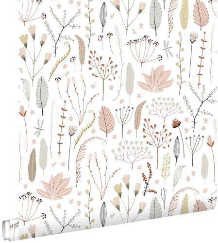 ESTAhome Tapete Feldblumen Hellrosa, Grau und Terrakotta 0.53 x 10.05 m ESTAhome Tapete Feldblumen Hellrosa, Grau und Terrakotta 0.53 x 10.05 m von Esta Home