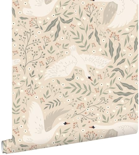 ESTAhome Tapete Schwäne Beige, Weiß und Graugrün 0.53 x 10.05 m ESTAhome Tapete Schwäne Beige, Weiß und Graugrün 0.53 x 10.05 m von Esta Home