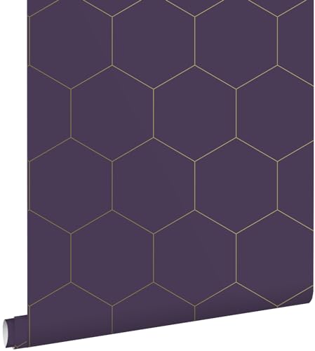 ESTAhome Tapete Wabenmuster Dunkelviolett und Gold 0,53 x 10,05 m ESTAhome Tapete Wabenmuster Dunkelviolett und Gold 0,53 x 10,05 m von Esta Home
