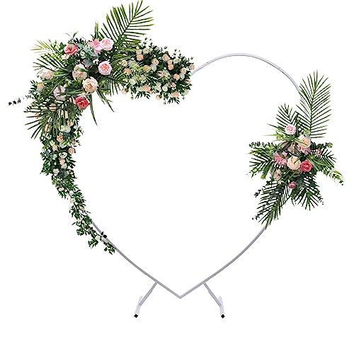 6.89ft (2.1m) Große Weiß Herz Ballon Bogen Hochzeit Bogen Metall Ring Hochzeit Bogen Rahmen Kreis Kulisse Stand für Party Zeremonie Veranstaltungen Dekoration von Estabeter