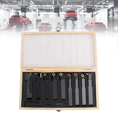 9 Stücke Drehmeißel-Set, Drehmeissel 20x20mm Hartmetall Drehstahl Bohrstange Wendeschneidplatte Drehstahl Satz Werkzeuge Hartmetall Drehen Werkzeug Set von Estabeter