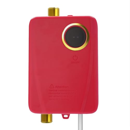 Durchlauferhitzer 220V 3500W Elektrische Warmwasserbereiter mit LED Display Touchscreen 68-122 F°, Mini Durchlauferhitzer Elektronisch 4,57 x 2,76 x 7,68 Zoll, für Küche Bad Zuhause (Rot) von Estabeter