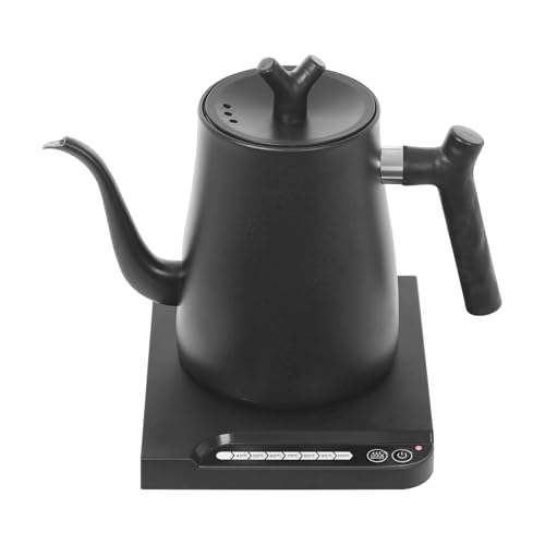 Elektrischer Wasserkocher, 1000W Edelstahl Temperaturregelung Schwanenhals Wasserkocher Teekessel Electric Kettle 1000ML, Einstellbare Temperatur, Schwarz von Estabeter