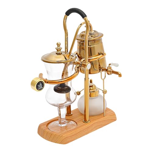 Estabeter Belgisch Family Balance Siphon Kaffeemaschine set, 400ml Siphon Kaffeemaschine Set Vintage, Vakuum 4 Personen Kaffeebereiter für Kaffee und Tee Vintage Design | Gold | 23,5 x 12 x 38 cm | von Estabeter