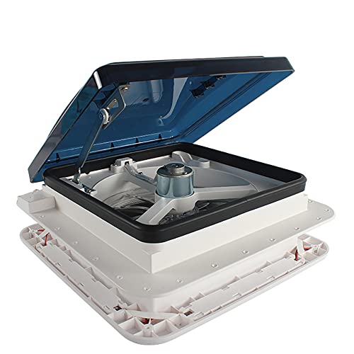 Estabeter Dachventilator Wohnmobil, 30W Ventilator Dachluke Wohnmobil mit LED-Leuchten Wohnmobil Dachventilator 28x28cm Abluftventilator Umgekehrter Lüfter von Estabeter
