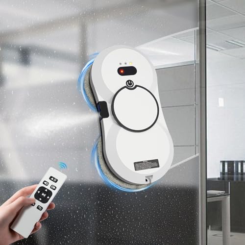 Fensterputzroboter, Elektrischer Fensterreiniger Roboter, fenstersauger mit 35ML Wassertank, 2800pa Starke Saugkraft, Anti-Drop Automatischer Fensterputzer | 10 Tücher | Fernbedienung | Weiß | von Estabeter