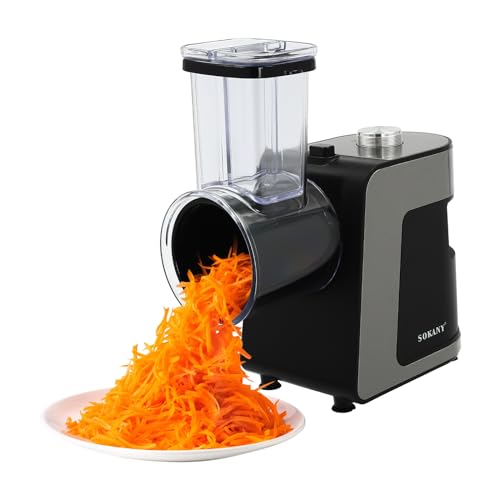 Gemüsehobel Elektrisch 1000W, Gemüseschneider Edelstahl Küchenreibe mit 10 Klingen Spiralschneider Multi Gemüseraspel für Obst und Gemüse, Schwarz von Estabeter