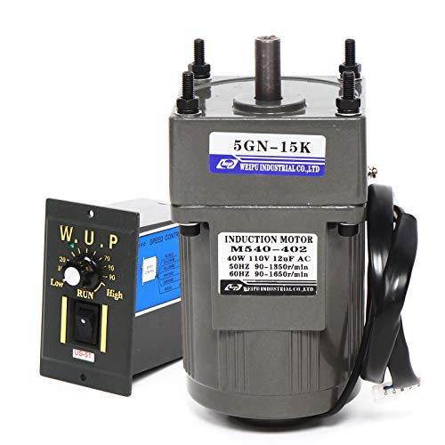 Getriebemotor Elektromotor Wechselstrom 40W 220V, Einstellbarer Getriebemotor Hohe Drehmomente Einstellbarer mit Drehzahlregler, 1: 15 (15 K), 90 U/min von Estabeter