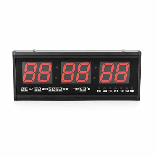 Groß Wanduhr Digitale, LED-Anzeige Wanduhr Digitale Uhr mit Datum und Temperatur Elektronische LED-Wanduh Wohnzimmer Digitaluhr Wand von Estabeter