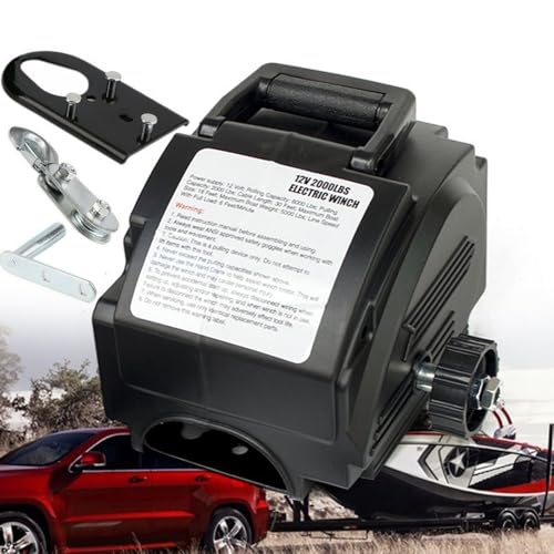 Seilwinde Elektrische 12V 300W Bootswinde Seilzug Winde 4990KG Elektrowinde Seilhebezug Mit Fernbedienung Schalter Motorwinde 9.2m Stahlseil von Estabeter