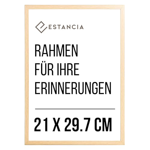 Estancia Eiche Holz Bilderrahmen 21x29.7 cm (A4) mit Bruchsicherem Plexi-Glas | Moderner Portraitrahmen Holz | Din A4 Bilderrahmen | Rahmen A4 Eiche| Bilderrahmen A4 Holz von Estancia