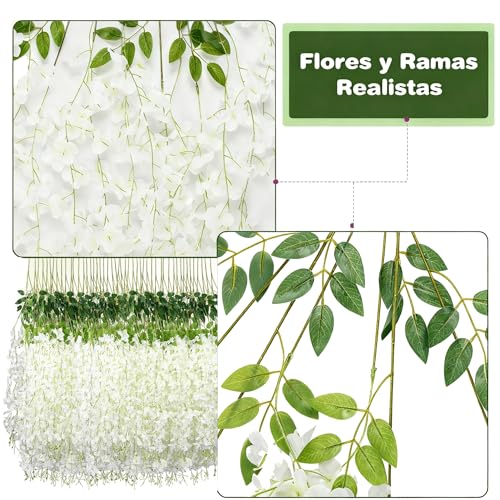 Estanofur State 12Pcs Blumengirlande Künstlich,Blumen Hängend Künstlich 110 cm Länge, Blumengirlande Hochzeit Geeignet für Haus, Garten, Party Usw von Estanofur State