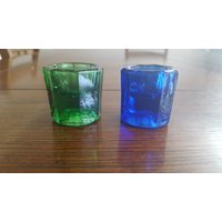 Zwei Vintage Taiwan Blau Und Grün Keller von EstatementPiece
