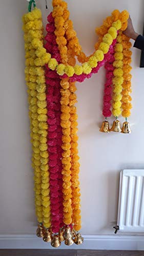 Esatationeryhouse Ringelblumen-Girlanden, künstliche Blumen mit Goldener Glocke, gemischte Farben, 3 Stück von Estationeryhouse