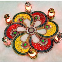 Exklusive Florale, Wiederverwendbare Rangoli Dekoration Für Diwali, Pooja, Navratri, Geschenke, Hochzeitsdeko, Diva Kerzen von Estationeryhouse