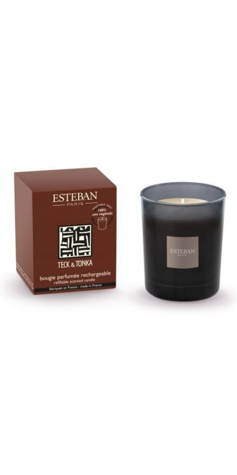 Esteban Duftkerze Teck & Tonka 180g, Duftkerze Nachfüllbar von Esteban