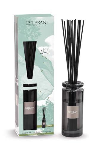 Esteban - Duftstrauß Initial + Nachfüllung 100 ml - Duft Reines Leinen - Dauerhafte Kaltverdunstung - Unendlich wiederaufladbar - Schlichtes Design von Esteban