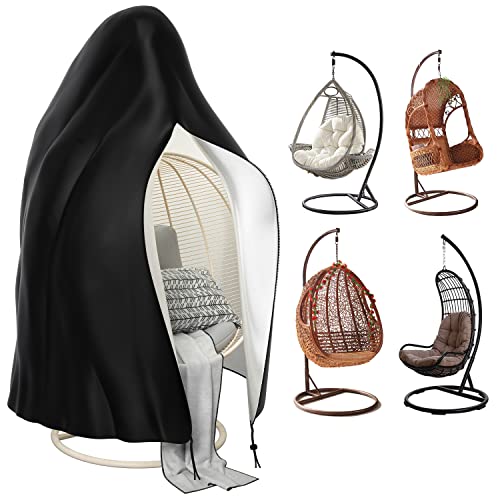 Hängesessel Abdeckung, Outdoor Swing Egg Chair Cover mit Reißverschluss, 210D Oxford Wasserdicht Schutzhülle Hängesessel Eierstuhlbezüge, 115 x 190 cm (schwarz) von Estefanlo