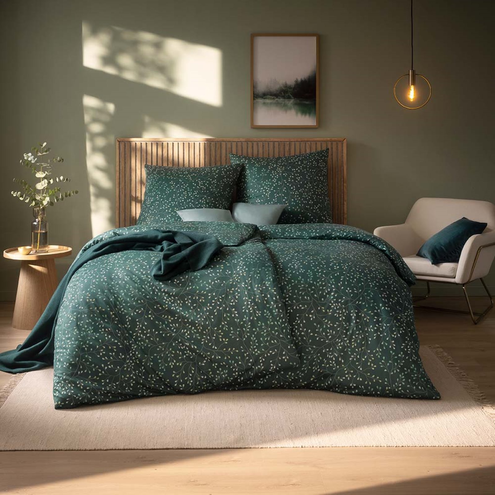 Estella Mako Jersey Bettwäsche 155x220 Aline blautanne Blätterrispen Zweige 6... Estella Mako Jersey Bettwäsche 155x220 Aline blautanne Blätterrispen Zweige 6... von Estella Ateliers