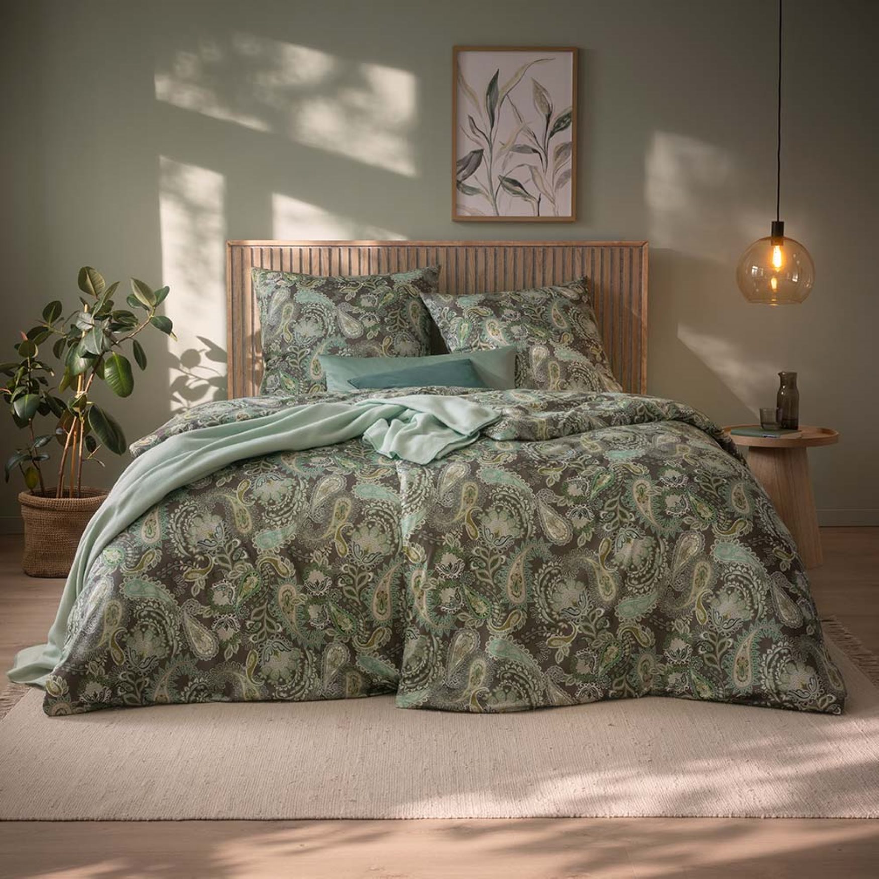 Estella Mako Jersey Bettwäsche 155x220 Elisabeth oliv Paisley grün 6392-540 Estella Mako Jersey Bettwäsche 155x220 Elisabeth oliv Paisley grün 6392-540 von Estella Ateliers