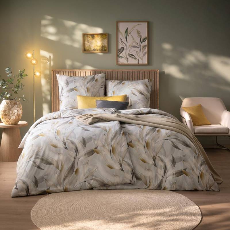 Estella Mako Jersey Bettwäsche 155x220 Nathalie silber Blätter grau 6507-820 Estella Mako Jersey Bettwäsche 155x220 Nathalie silber Blätter grau 6507-820 von Estella Ateliers