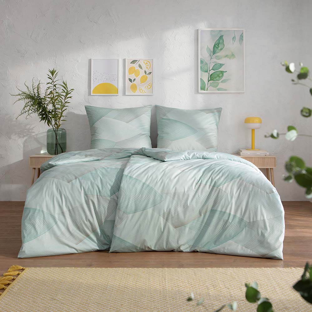 Estella Mako Jersey Bettwäsche 155x220 Phoenix mint Fächer Streifen 6612-520 Estella Mako Jersey Bettwäsche 155x220 Phoenix mint Fächer Streifen 6612-520 von Estella Ateliers