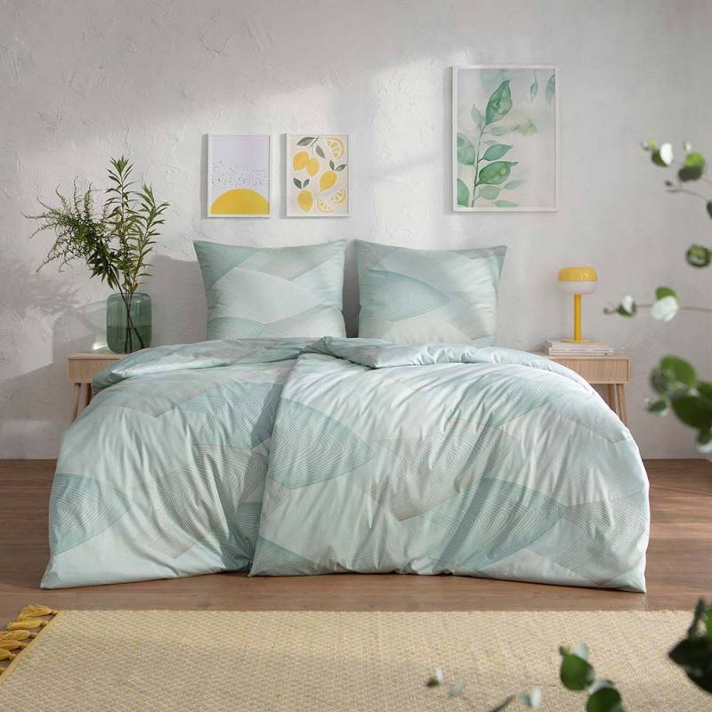 Estella Mako Jersey Bettwäsche 155x220 Phoenix mint Fächer Streifen 6612-520 Estella Mako Jersey Bettwäsche 155x220 Phoenix mint Fächer Streifen 6612-520 von Estella Ateliers